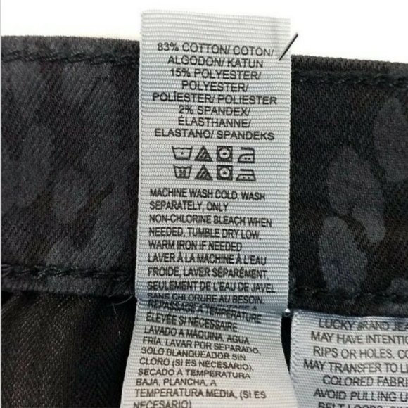 Lucky Brand Charlie Skinny Black Gray Cheetah Print Skinny Jeans Womens 0R/25 - Picture 11 of 12